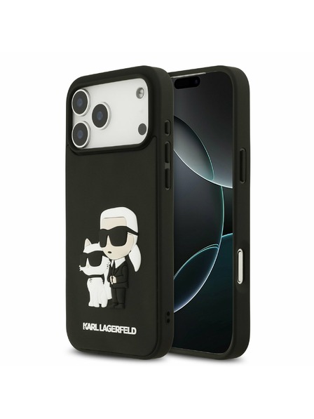 Karl Lagerfeld Karl Lagerfeld 3D Rubber Karl and Choupette Zadnji Ovitek za iPhone 17 Pro Max Black