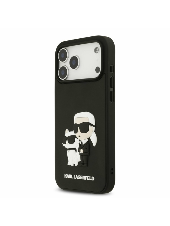 Karl Lagerfeld Karl Lagerfeld 3D Rubber Karl and Choupette Zadnji Ovitek za iPhone 17 Pro Max Black