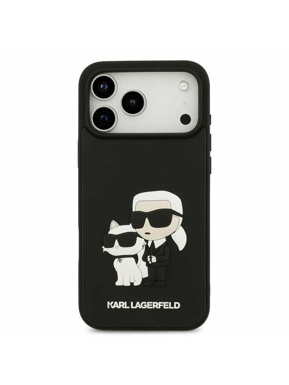 Karl Lagerfeld Karl Lagerfeld 3D Rubber Karl and Choupette Zadnji Ovitek za iPhone 17 Pro Max Black