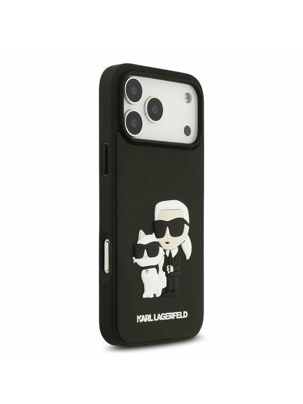 Karl Lagerfeld Karl Lagerfeld 3D Rubber Karl and Choupette Zadnji Ovitek za iPhone 17 Pro Max Black