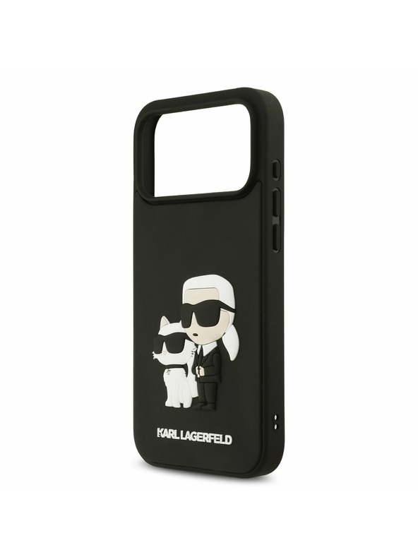 Karl Lagerfeld Karl Lagerfeld 3D Rubber Karl and Choupette Zadnji Ovitek za iPhone 17 Pro Max Black