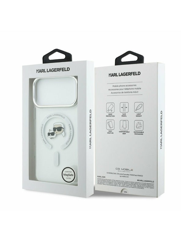 Karl Lagerfeld Karl Lagerfeld IML K&CH Heads Metal Frame MagSafe Zadnji Ovitek za iPhone 17 Pro Max Transparent