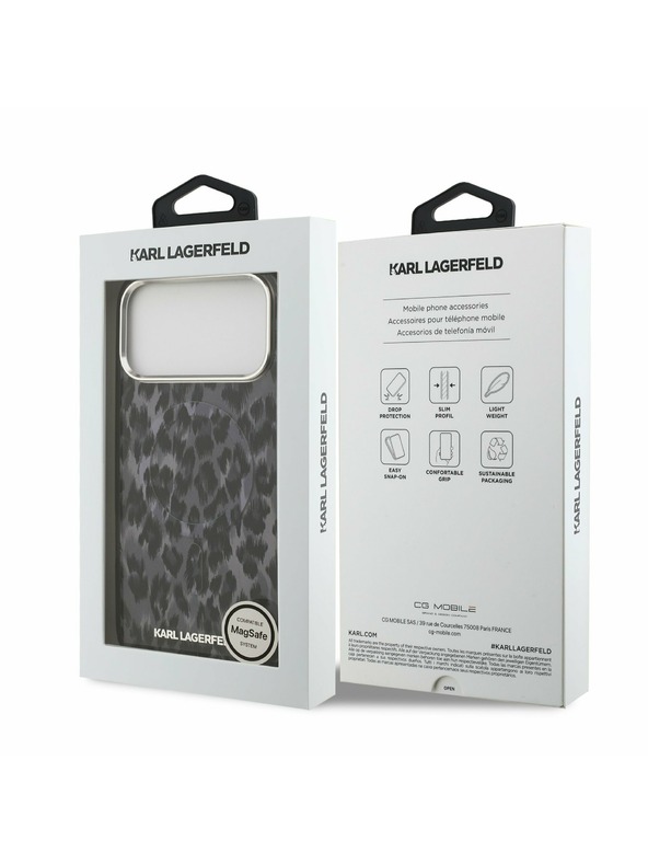 Karl Lagerfeld Karl Lagerfeld IML Leopard MagSafe Zadnji Ovitek za iPhone 17 Pro Max Grey