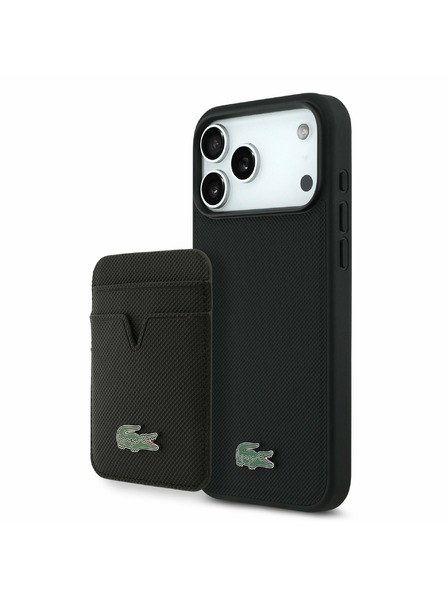 Lacoste Lacoste Iconic Petit Pique MagSafe Zadnji Ovitek + Denarnica za iPhone 17 Pro Max Black