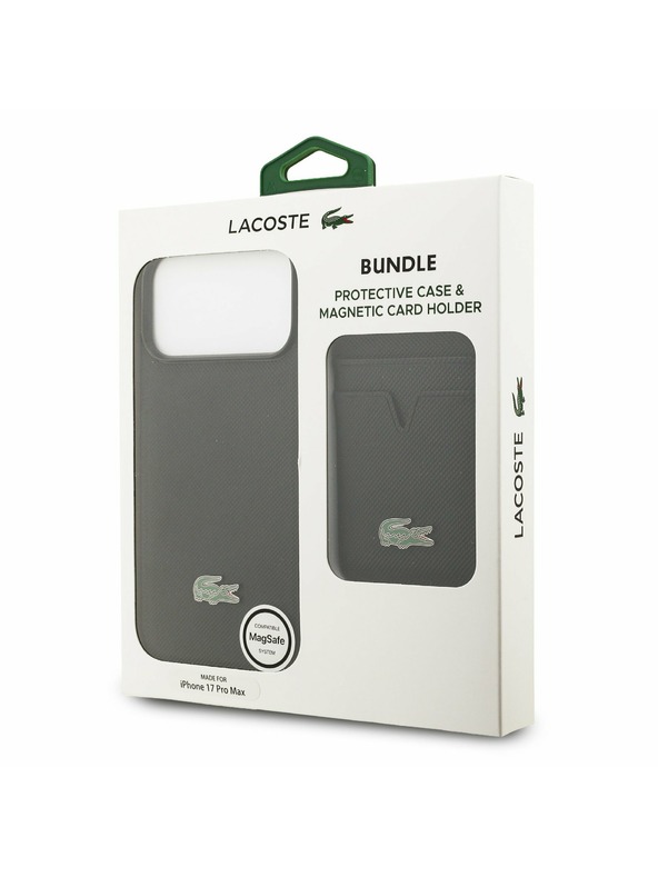 Lacoste Lacoste Iconic Petit Pique MagSafe Zadnji Ovitek + Denarnica za iPhone 17 Pro Max Black