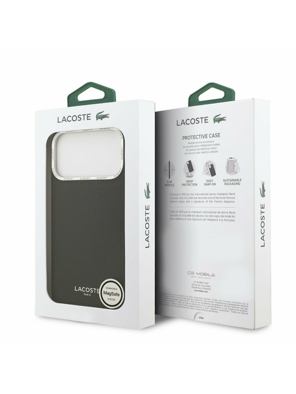 Lacoste Lacoste PU Leather Champs Elysees MagSafe Zadnji Ovitek za iPhone 17 Pro Max Black