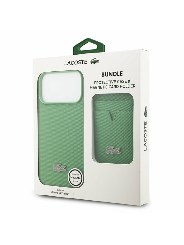 Lacoste Lacoste Iconic Petit Pique MagSafe Zadnji ovoj + Denarnica za iPhone 17 Pro Max Green