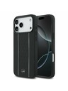 Mercedes Mercedes Leather Star Pattern and Stripes MagSafe Zadnji ovoj za iPhone 17 Pro Max Black/White