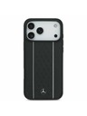 Mercedes Mercedes Leather Star Pattern and Stripes MagSafe Zadnji ovoj za iPhone 17 Pro Max Black/White
