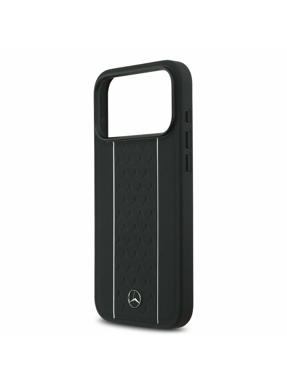 Mercedes Mercedes Leather Star Pattern and Stripes MagSafe Zadnji ovoj za iPhone 17 Pro Max Black/White