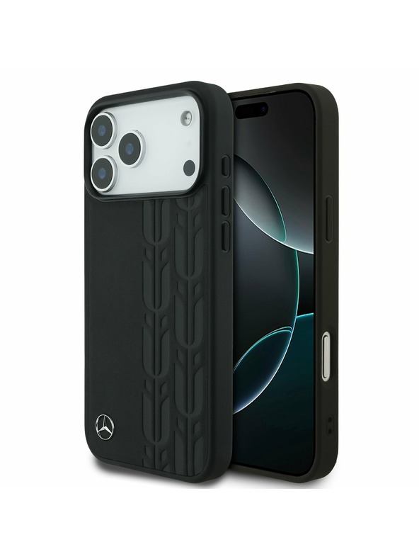 Mercedes Mercedes Leather Laurel Leaves MagSafe Zadnji ovoj za iPhone 17 Pro Max Black