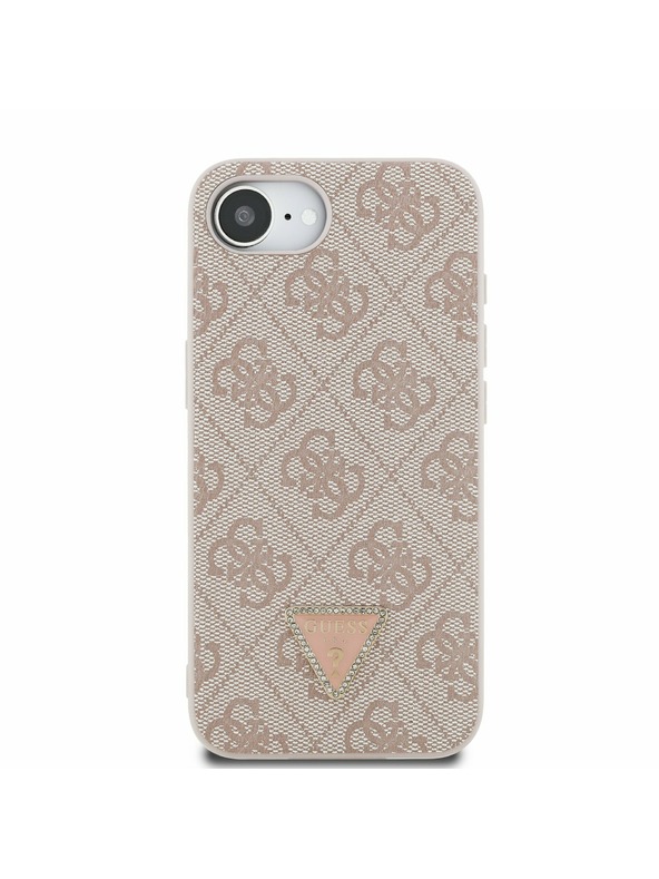 Guess Guess PU 4G Strass Triangle Metal Logo Zadnji ovoj za iPhone 16e/17e Pink