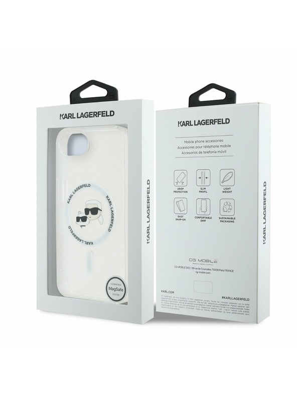 Karl Lagerfeld Karl Lagerfeld IML K&CH Heads Metal Frame MagSafe Zadnji ovoj za iPhone 16e/17e Transparent