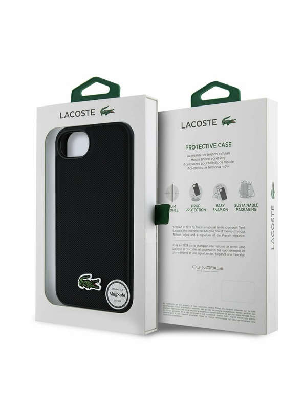 Lacoste Lacoste Iconic Petit Pique Woven Logo MagSafe Zadnji ovoj za iPhone 16e/17e Black