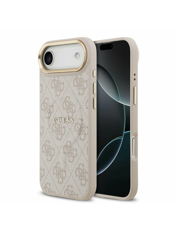 Guess Guess PU Leather 4G Gold Frame MagSafe Zadnji ovoj za iPhone Air Pink