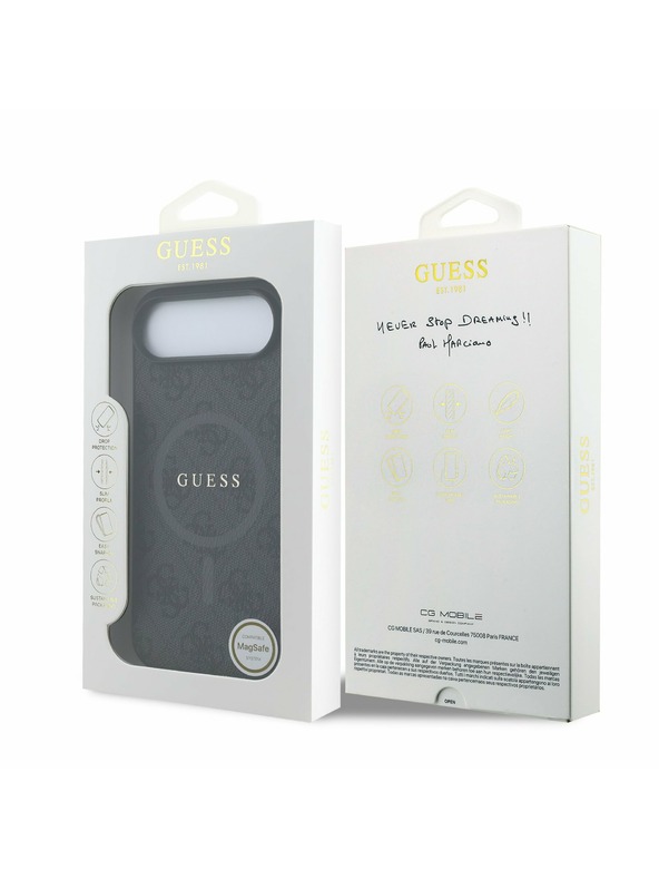 Guess Guess PU Leather 4G Colored Ring MagSafe Zadnji ovoj za iPhone Air Black