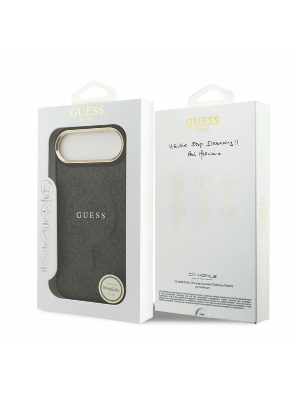 Guess Guess PU Leather 4G Gold Frame MagSafe Zadnji ovoj za iPhone Air Black