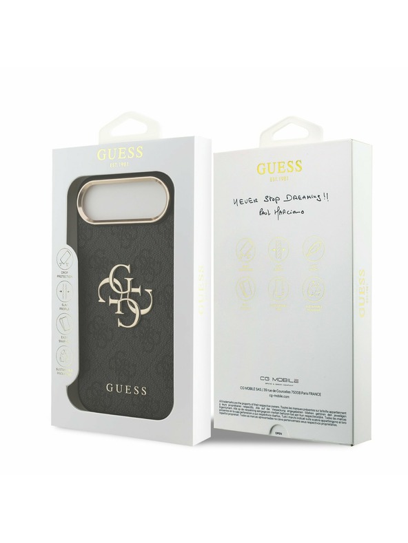 Guess Guess PU Leather 4G Metal Logo Gold Frame Zadnji ovoj za iPhone Air Black