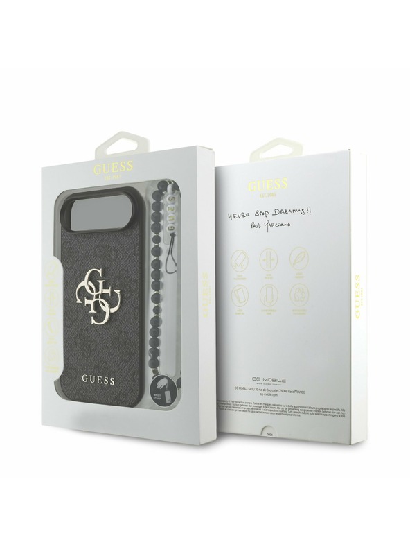Guess Guess PU 4G Metal Logotip Trak Zadnji Ohišje za iPhone Air Črna