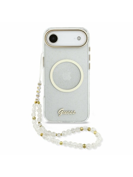 Guess Guess IML Blestečečni Napis Trak MagSafe Zadnji Ohišje za iPhone Air Prozorno
