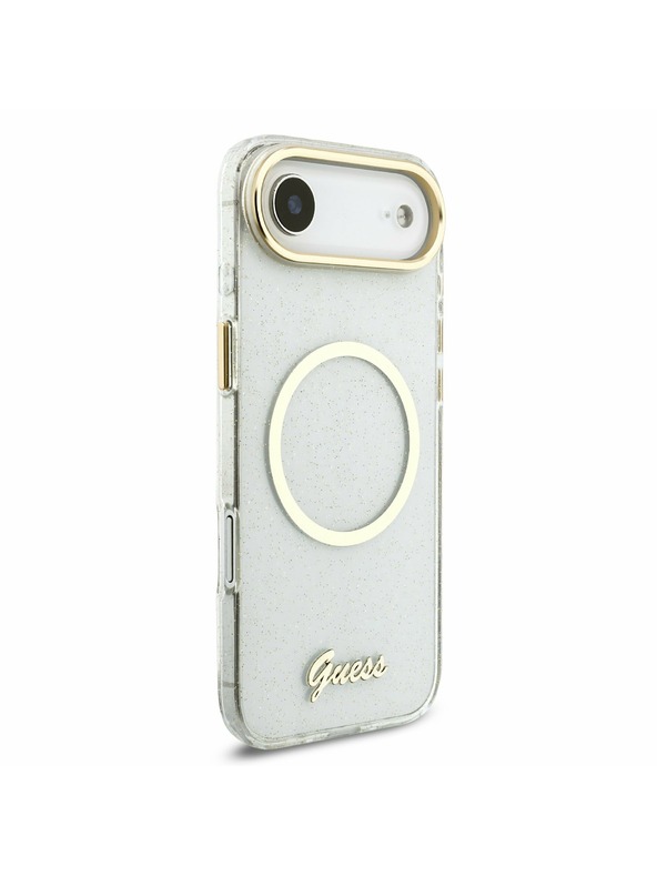 Guess Guess IML Blestečečni Napis Trak MagSafe Zadnji Ohišje za iPhone Air Prozorno