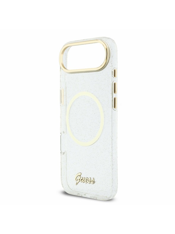 Guess Guess IML Blestečečni Napis Trak MagSafe Zadnji Ohišje za iPhone Air Prozorno