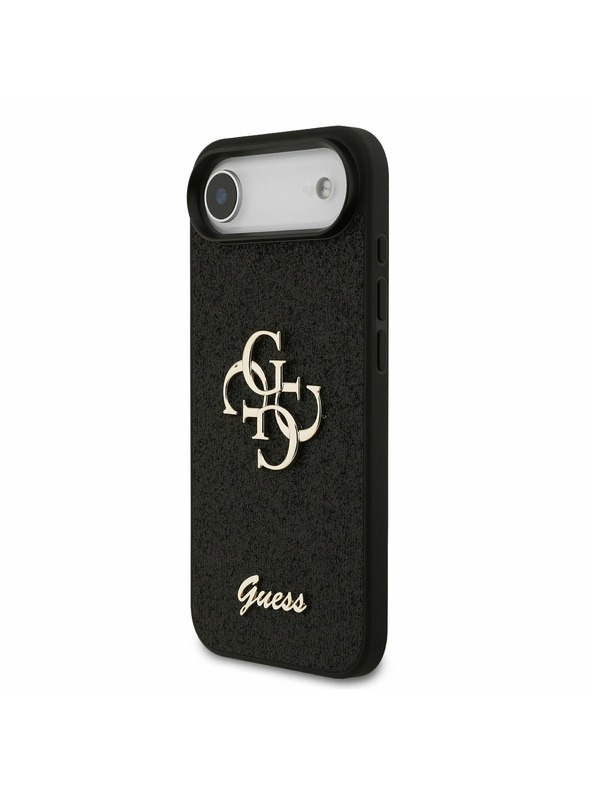 Guess Guess PU Fiksni Blestečečni 4G Metal Logotip Zadnji Ohišje za iPhone Air Črna