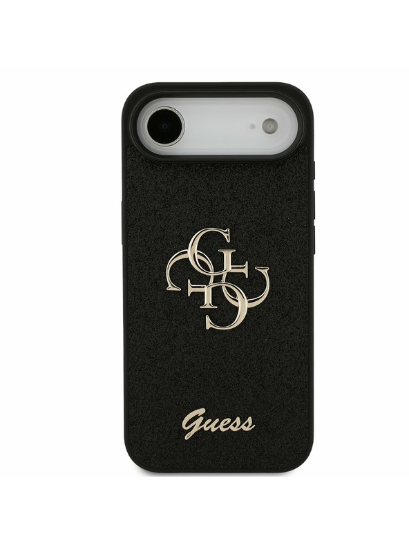 Guess Guess PU Fiksni Blestečečni 4G Metal Logotip Zadnji Ohišje za iPhone Air Črna
