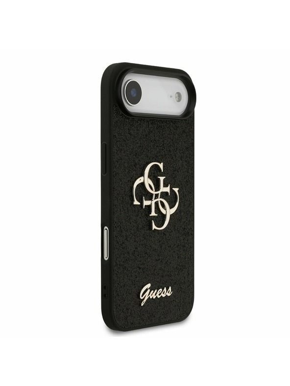 Guess Guess PU Fiksni Blestečečni 4G Metal Logotip Zadnji Ohišje za iPhone Air Črna