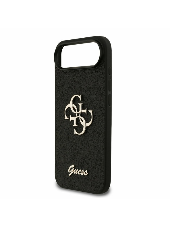 Guess Guess PU Fiksni Blestečečni 4G Metal Logotip Zadnji Ohišje za iPhone Air Črna