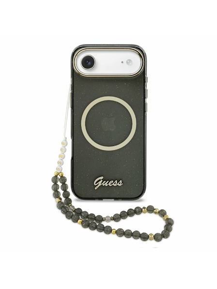 Guess Guess IML Blestečečni Napis Trak MagSafe Zadnji Ohišje za iPhone Air Črna