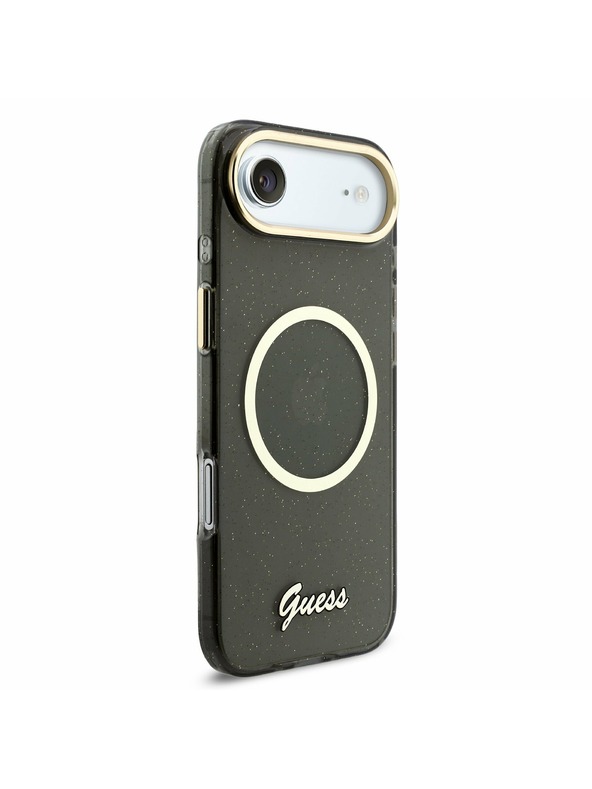 Guess Guess IML Blestečečni Napis Trak MagSafe Zadnji Ohišje za iPhone Air Črna