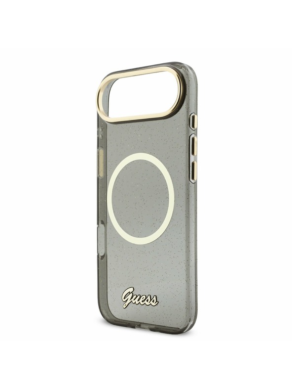 Guess Guess IML Blestečečni Napis Trak MagSafe Zadnji Ohišje za iPhone Air Črna