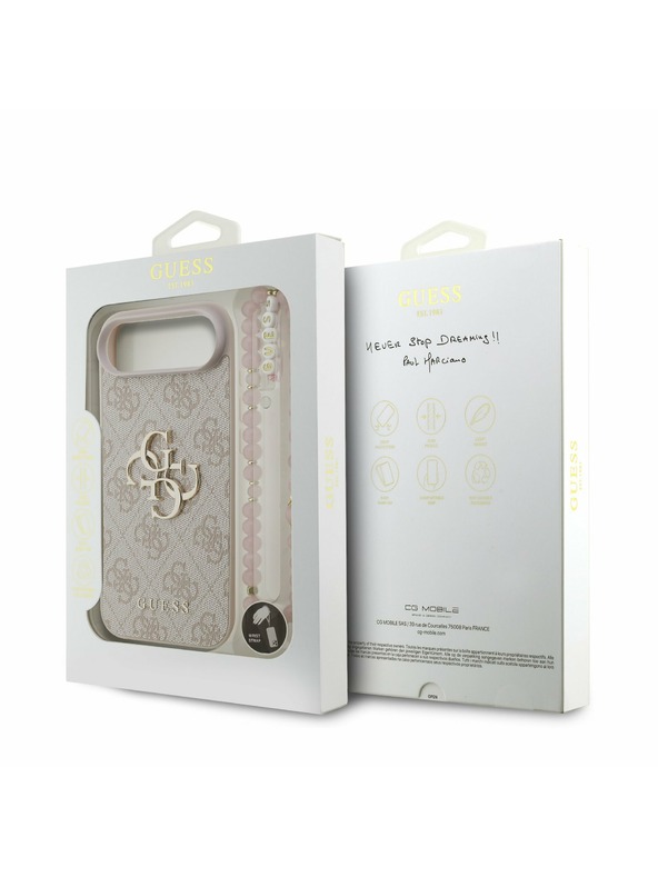 Guess Guess PU 4G Metal Logotip Trak Zadnji Ohišje za iPhone Air Roza
