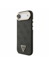 Guess Guess PU Usnjeni 4G Strass Trikotni Logotip Zlati Okvir MagSafe Zadnji Ohišje za iPhone Air Črna