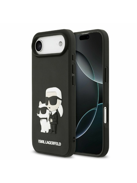 Karl Lagerfeld Karl Lagerfeld 3D Rubber Karl and Choupette Zadnji Ohišje za iPhone Air Črna
