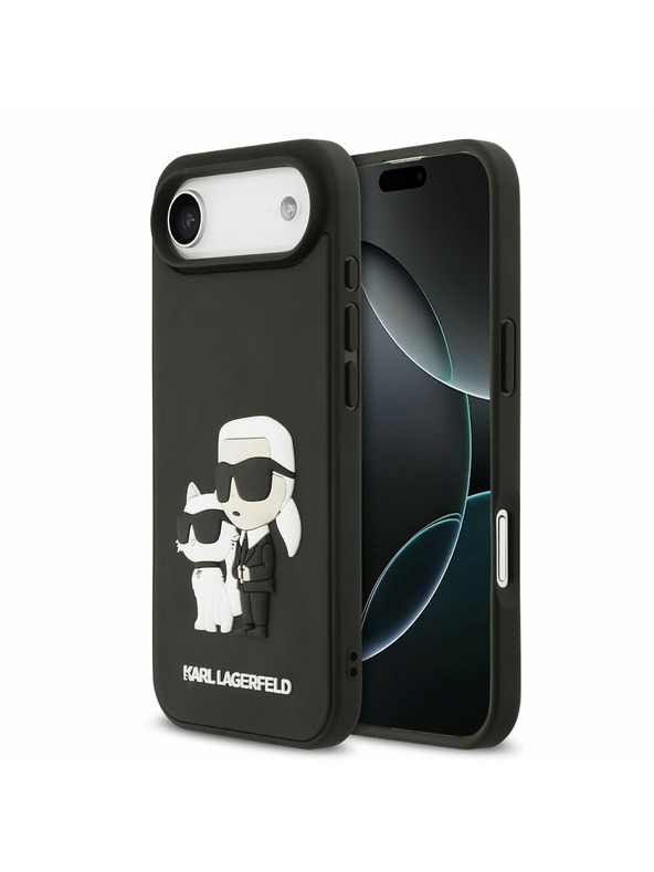 Karl Lagerfeld Karl Lagerfeld 3D Rubber Karl and Choupette Zadnji Ohišje za iPhone Air Črna