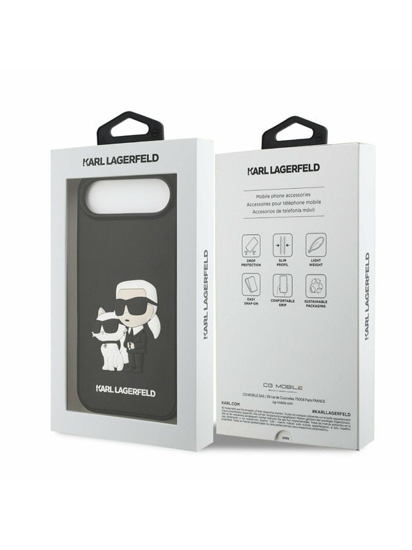 Karl Lagerfeld Karl Lagerfeld 3D Rubber Karl and Choupette Zadnji Ohišje za iPhone Air Črna
