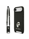 Karl Lagerfeld Karl Lagerfeld Saffiano Crossbody Trak Metal Karl and Choupette Zadnji Ohišje za iPhone Air Črna
