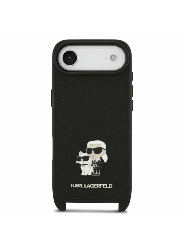 Karl Lagerfeld Karl Lagerfeld Saffiano Crossbody Trak Metal Karl and Choupette Zadnji Ohišje za iPhone Air Črna