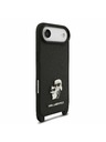 Karl Lagerfeld Karl Lagerfeld Saffiano Crossbody Trak Metal Karl and Choupette Zadnji Ohišje za iPhone Air Črna