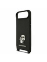 Karl Lagerfeld Karl Lagerfeld Saffiano Crossbody Trak Metal Karl and Choupette Zadnji Ohišje za iPhone Air Črna