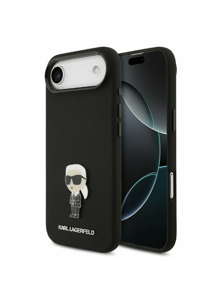 Karl Lagerfeld Karl Lagerfeld Liquid Silicone Metal Ikonik Zadnji Ohišje za iPhone Air Črna