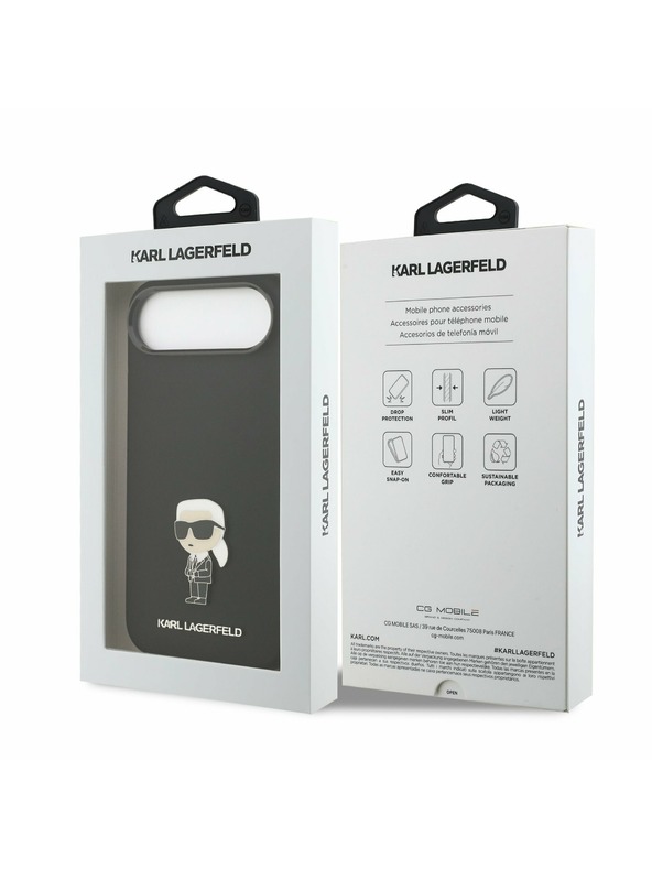 Karl Lagerfeld Karl Lagerfeld Liquid Silicone Metal Ikonik Zadnji Ohišje za iPhone Air Črna