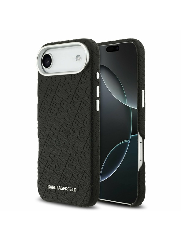 Karl Lagerfeld Karl Lagerfeld Grained PU Repeated Logo MagSafe Zadnji ovoj za iPhone Air Black