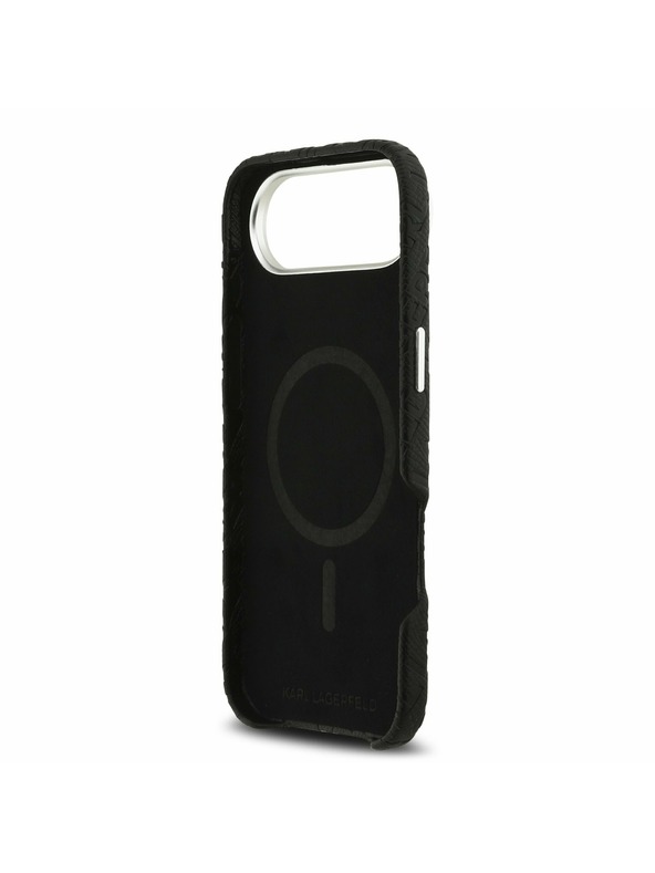 Karl Lagerfeld Karl Lagerfeld Grained PU Repeated Logo MagSafe Zadnji ovoj za iPhone Air Black