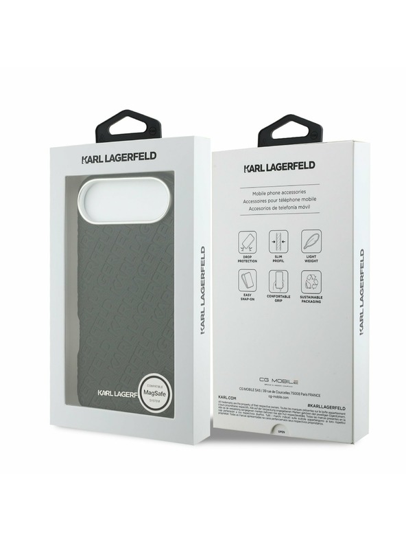 Karl Lagerfeld Karl Lagerfeld Grained PU Repeated Logo MagSafe Zadnji ovoj za iPhone Air Black