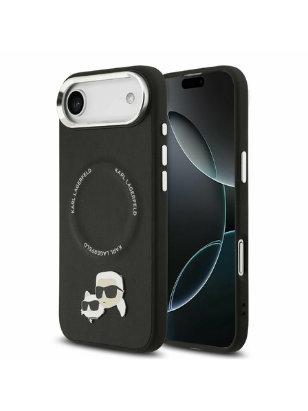 Karl Lagerfeld Karl Lagerfeld PU Karl and Choupette Heads Pins MagSafe Zadnji Ohišje za iPhone Air Črna