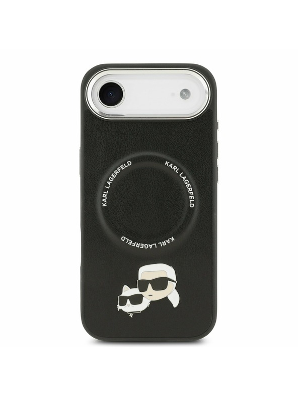 Karl Lagerfeld Karl Lagerfeld PU Karl and Choupette Heads Pins MagSafe Zadnji Ohišje za iPhone Air Črna