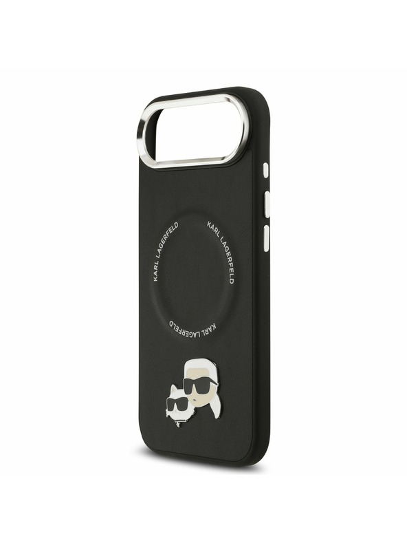 Karl Lagerfeld Karl Lagerfeld PU Karl and Choupette Heads Pins MagSafe Zadnji Ohišje za iPhone Air Črna